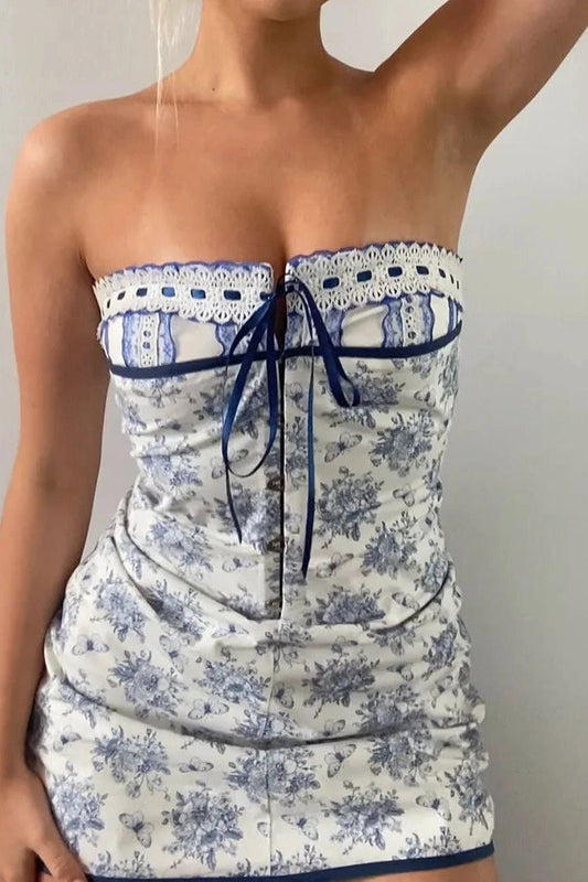Printed Off-Shoulder Mini Dress