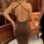 Y2K popular cross-border European and American women’s summer bandage sexy Hip Wrap Dress Black
