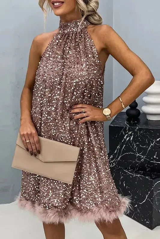 Glitter A-Line Mini Dress