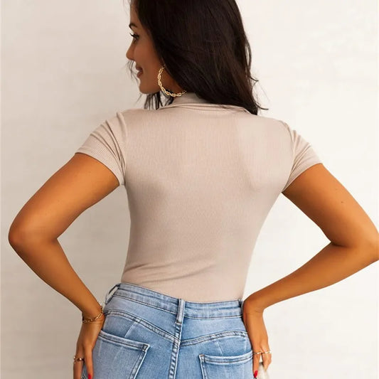 Spring and Summer New Cross border Y2K AliExpress European and American Women’s Solid Color Top Short Sleeve T-shirt
