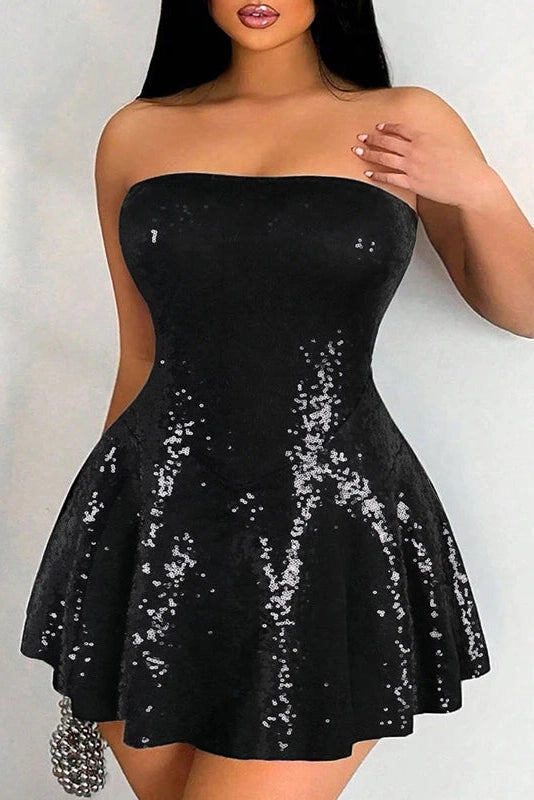 Strapless High Waist Mini Dress