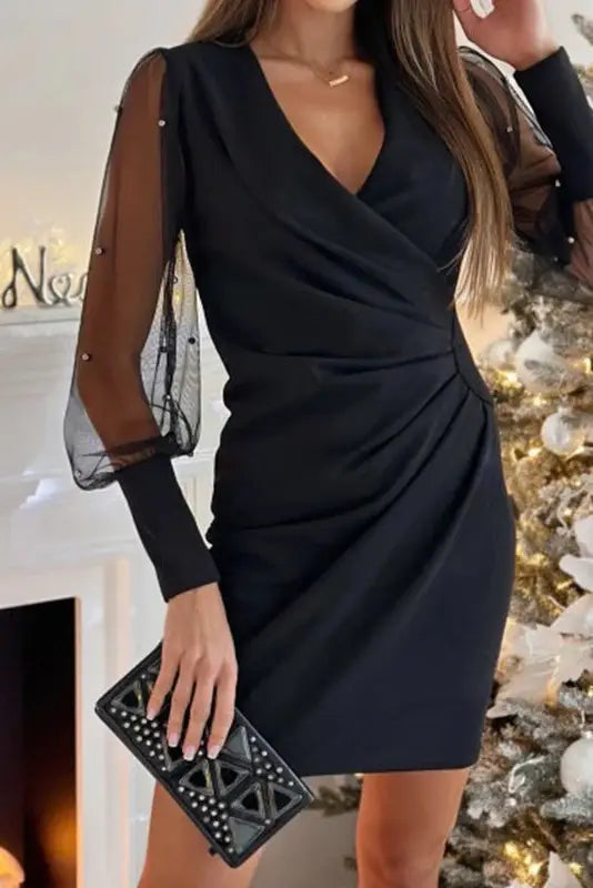 Lace Long Sleeve Mini Dress