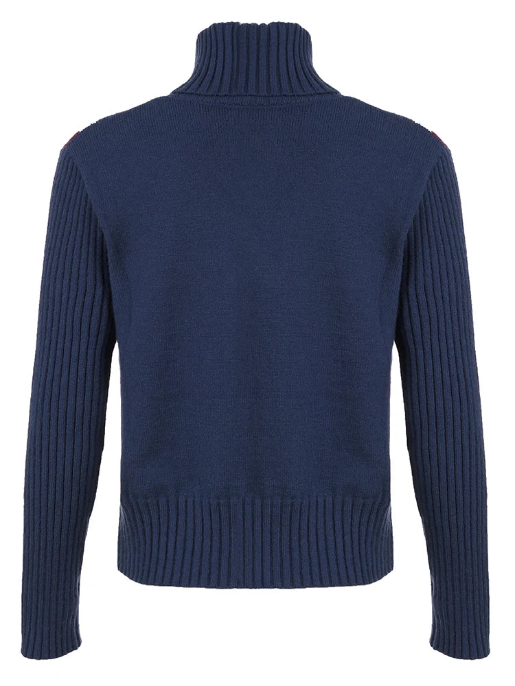 New Autumn Winter Turtleneck Pullover Sweaters For Women American Retro Slim Casual Basic Knitted Jumpers