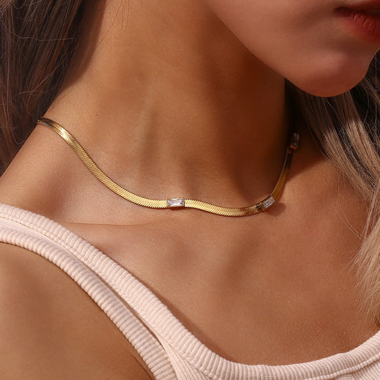Seraphina Herringbone Gold Necklace