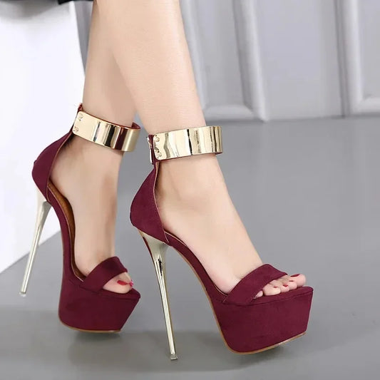Glamorous Sexy Women__ 16CM High Heel Summer High Platform Open Toe High Heel