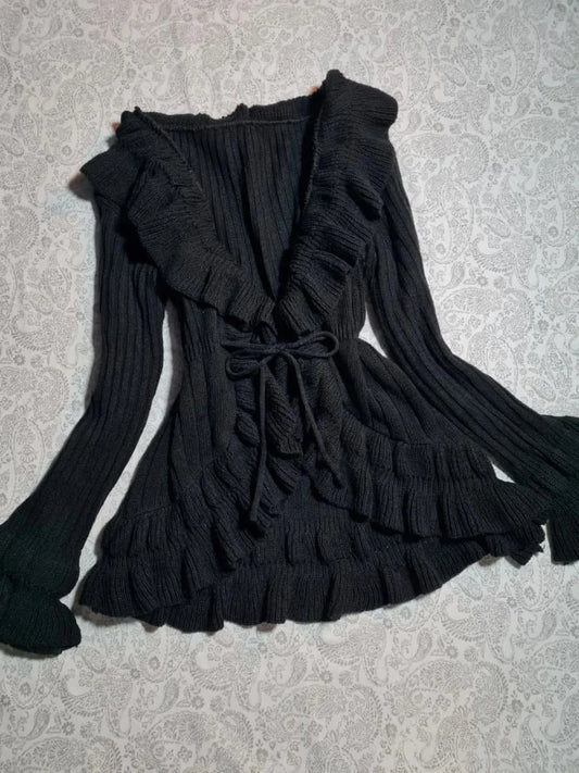 Y2K Gothic Solid Color Acrylic Sweater