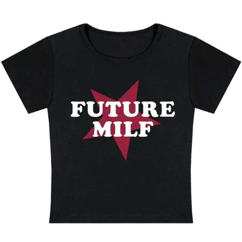 Y2K summer cross-border European and American letter printed round neck women’s short sleeved T-shirt