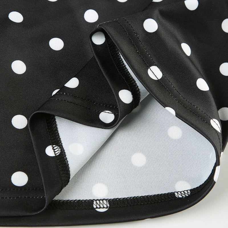 Asymmetrical Polka Dot Tank Top with Scarf Chic Sleeveless Skinny Black Cropped Tops Casual Streetwear Tee y2k Vest