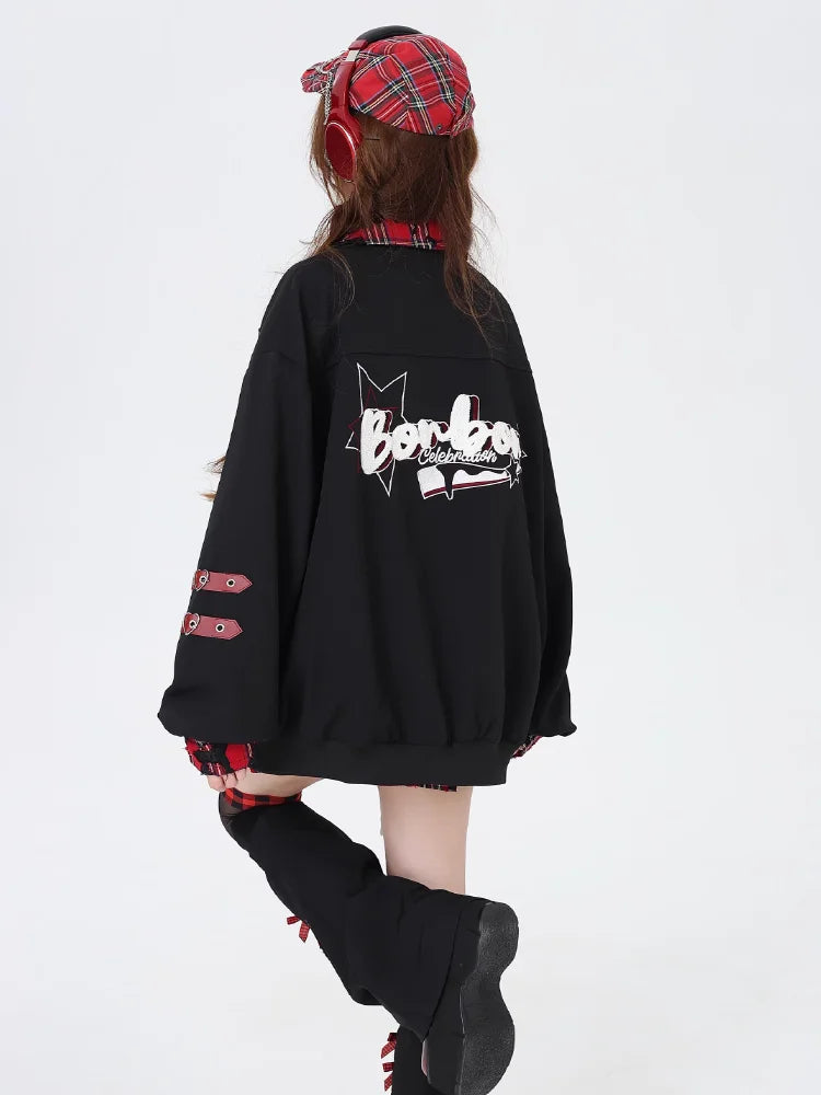 Contrast Color Print Loose Jacket