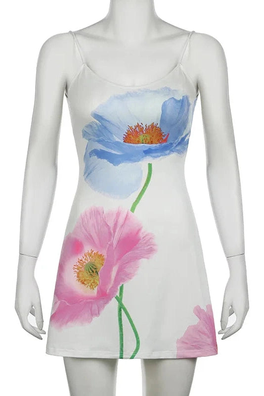 Printed U-Neck Bodycon Mini Dress