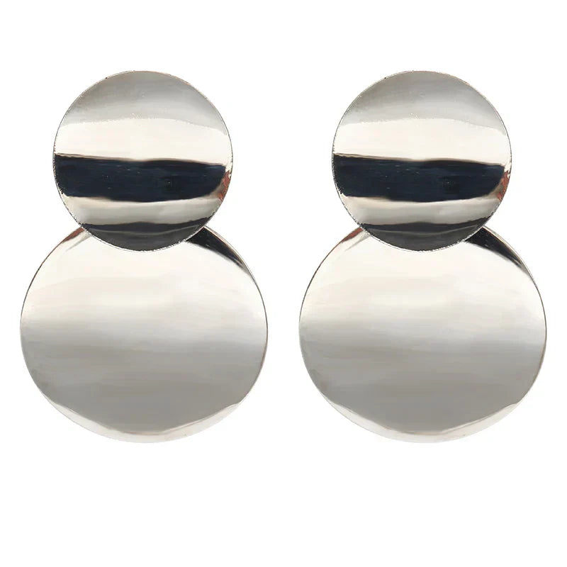 Round Metal Drop Women Gold Pendientes Statement Fashion AccessOries Earring