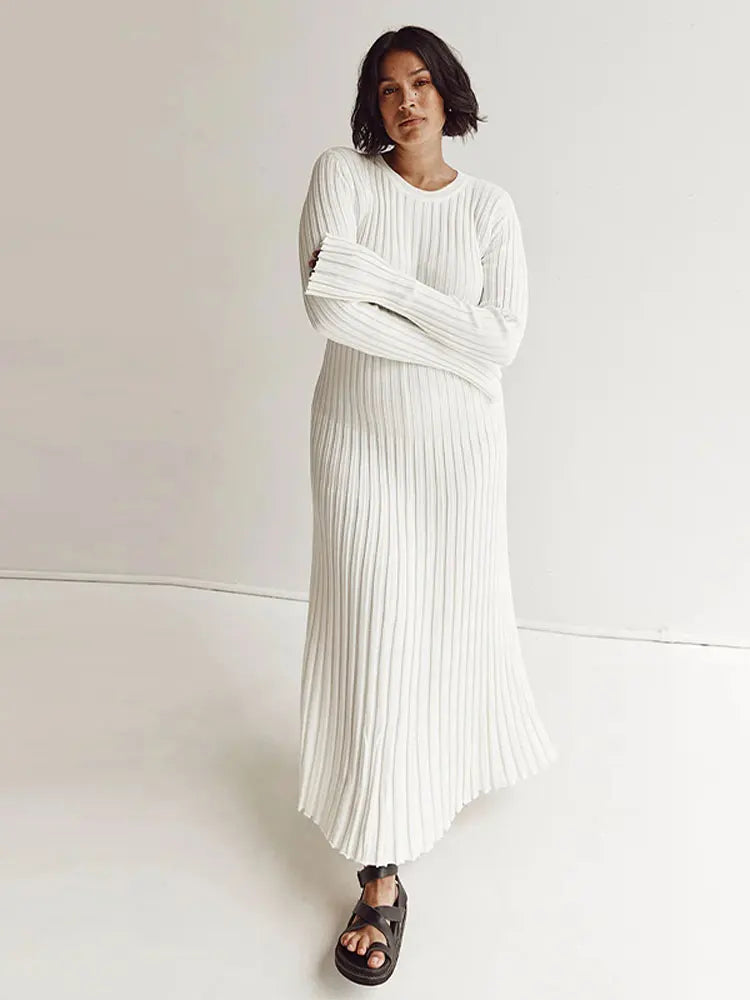 DressBetty - 2024 White Pleated Long Robes Summer Lady Office Maxi Dress