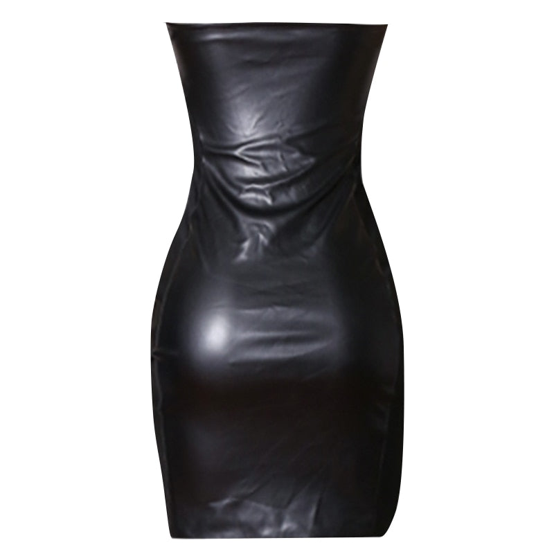 Rylee Vegan Leather Bandage Dress with Cut Out