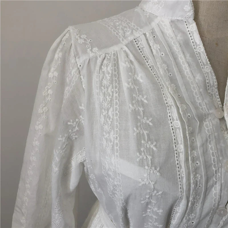 FashionSierra-Mini White Cotton Lace Summer Sexy V Neck Floral Embroidery Brand Women Beach Vestidos Boho Dress
