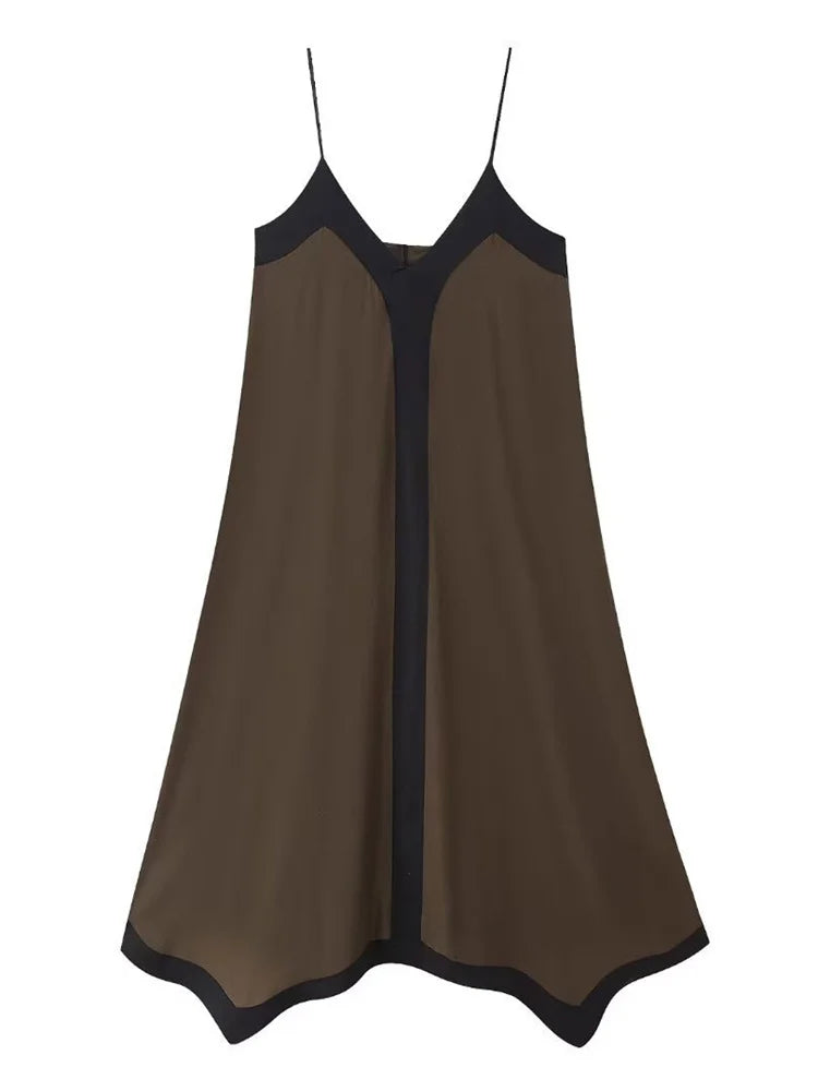 FashionSierra - Women Chiffon Contrast Off-Shoulder Female 2025 Casual Dress