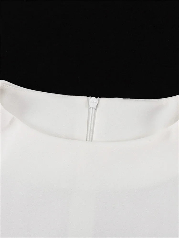 Female Elegant White Dress Sexy Patchwork Long Sleeve Commute Casual Clothes Dress For Women Zipper Autumn Mini Dress New