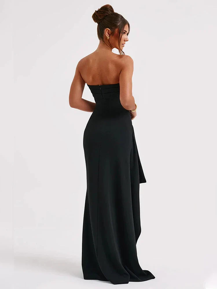 Split Sexy Party Elegant Long 2025 Summer Backless Nightclub Slim Bodycon Pleated Maxi Dress