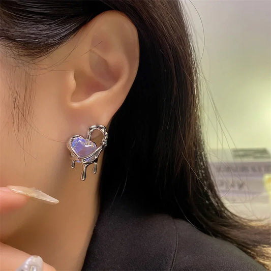 Pink Love Heart Women Vintage Satement Lovey Gifts Fashion Jewelry Earring