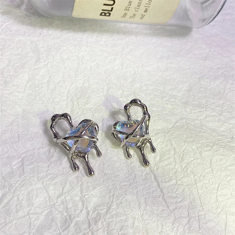 Pink Love Heart Women Vintage Satement Lovey Gifts Fashion Jewelry Earring