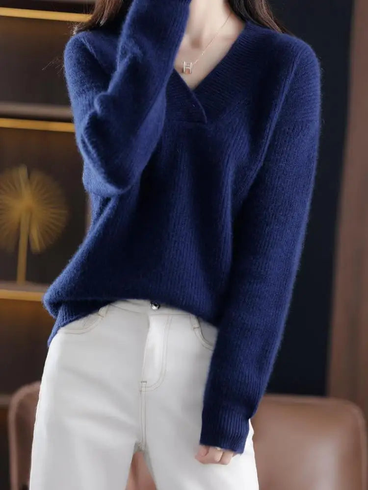 V-Neck Loose Cashmere Autumn Winter Oversize Sweater
