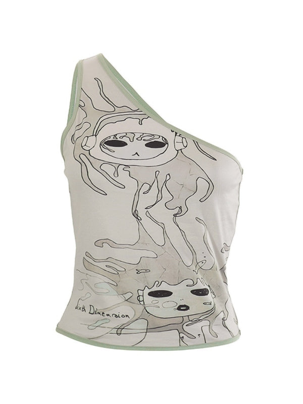 Reversible One Shoulder Cropped Tank Top