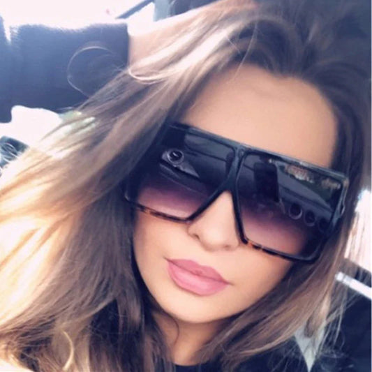 Vintage Square Oversize Famous Brand Black Eyewear Sunglasses