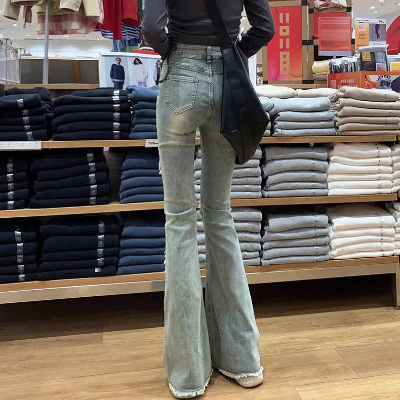 Vintage Micro Female Spring Fall 2025 New High-Waisted Horseshoe Flare Jeans