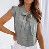 Blusa elegante de lunares sin mangas para mujer con nudo | Ideal para primavera/verano