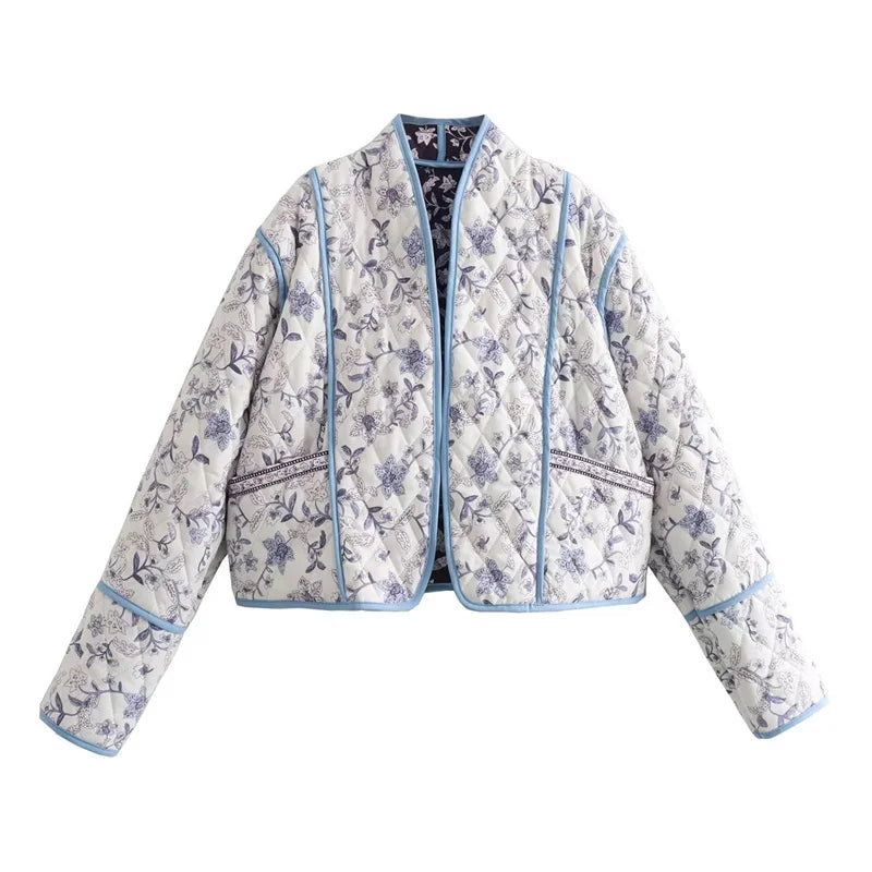 Vintage Floral Cotton Coat 2025 Autumn Winter Chic Loose Print Ladies Casual Warm Jacket