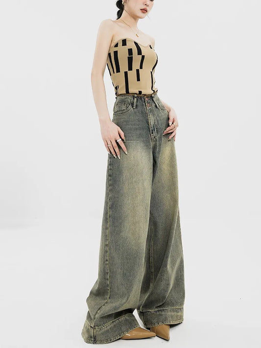 Vintage Korean High-Waist Grunge Streetwear Jeans