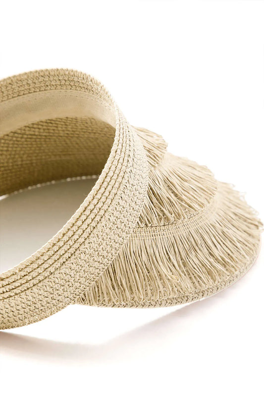 Zoe Fringe Brim Straw Visor Hat
