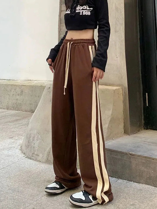 Striped Lace Up Women's Harajuku BF Style Sweatpants