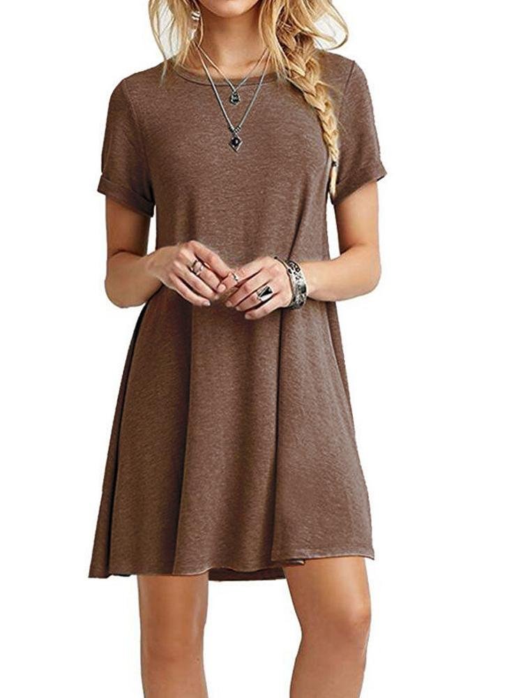 A-Line Casual Short Sleeve T-Shirt Dress for Women