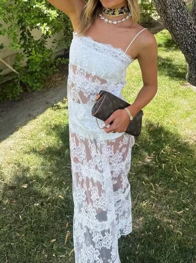 Seraphina Lace Sheer Slip Maxi Dress