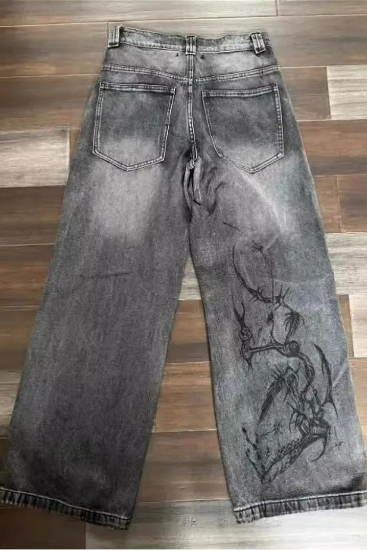 Dark Punk Fashion Loose Fit Pants