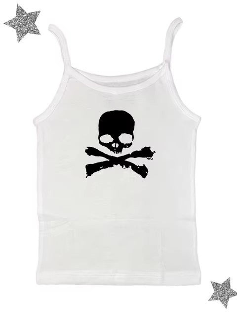 Skull Print Gothic Slim Bandeau Crop Top