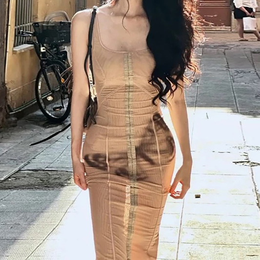 Square neck butterfly pattern tank midi dress | Festival Outfits Women