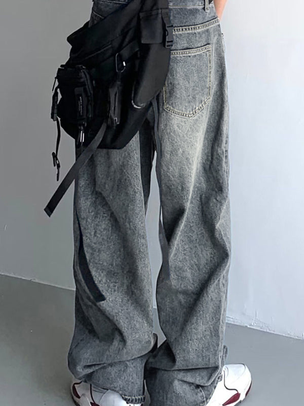 Buckle Strap Baggy Boyfriend Jeans