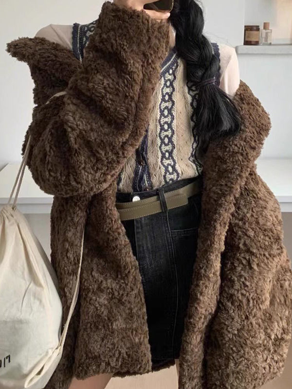 Vintage Brown Faux Fur Jacket