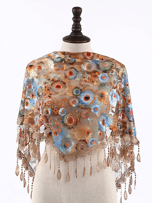 Bandana Hair Scarf Scarves Gift Daily Holiday Flowers Chiffon Casual Bohemia Sunscreen 1 PC for Women