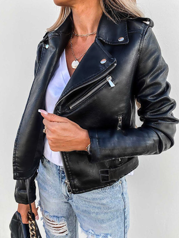 Vintage Zipper Flap Detail Short Motorcycle leather Jacket
