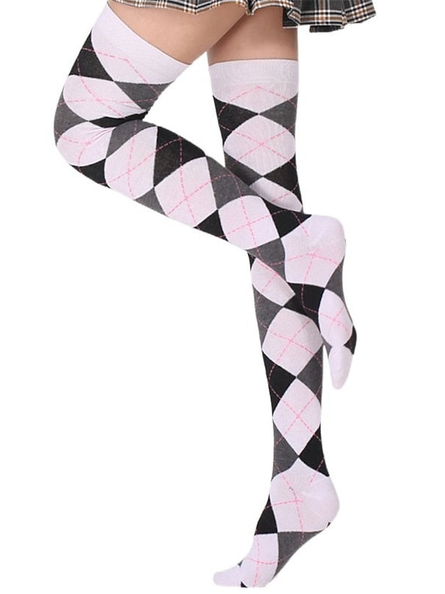Stockings Work Daily Holiday Plaid Polyester Cotton Simple Casual Lolita Casual Cute Casual / Daily 1 Pair for Women