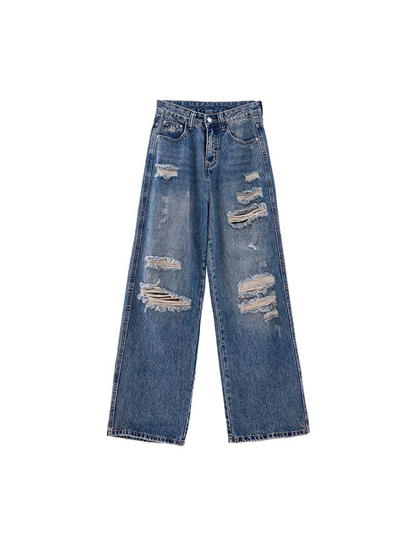American Retro Hole Boyfriend Jeans