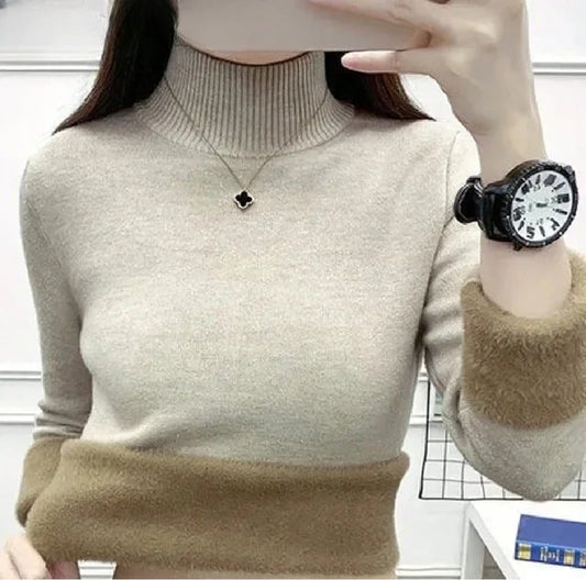 Jersey de cuello alto para mujer con forro polar | Ideal para otoño/invierno