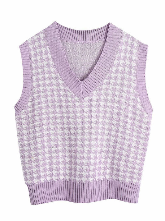 Age Reduction V-Neck Sleeveless Twist Knit Waistcoat Women for Women