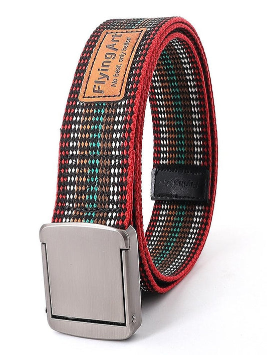 factory direct supply custom logo ethnic style fashion youth belt colorful belt men and women canvas jeans belt for Women