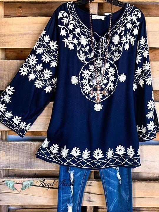 All In The Details Top - Navy for Women