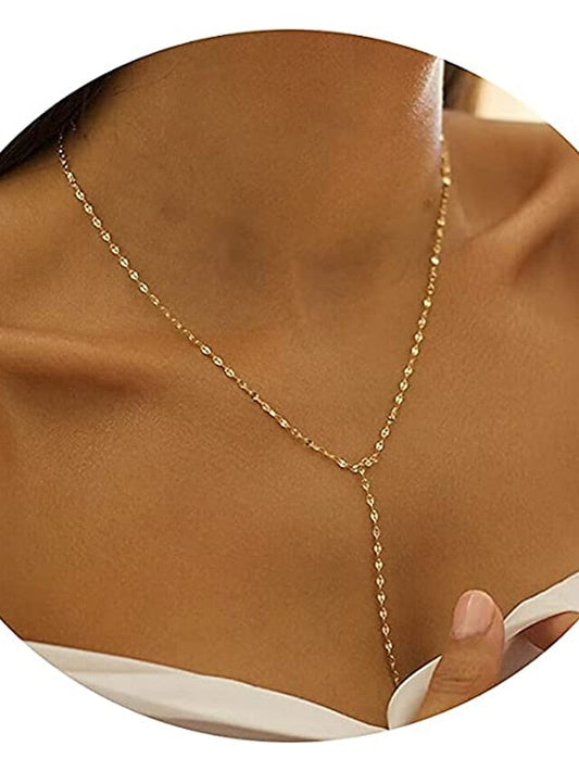 1PC Necklace 14K Gold Plated Zircon Y Lariat Necklaces Long Drop CZ Pendant Y Necklace for Women Dainty Diamond Chain Necklace Fashion Jewelry for Women