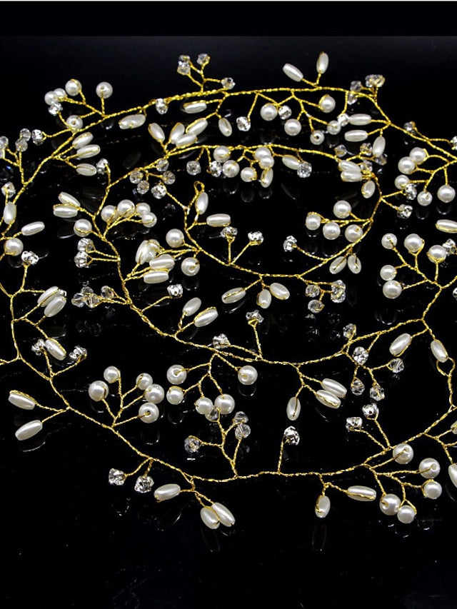 1pc Headbands Hair Ring For Wedding Party Evening Gift Holiday Head Mismatched Imitation Pearl Alloy Golden Silver for Women