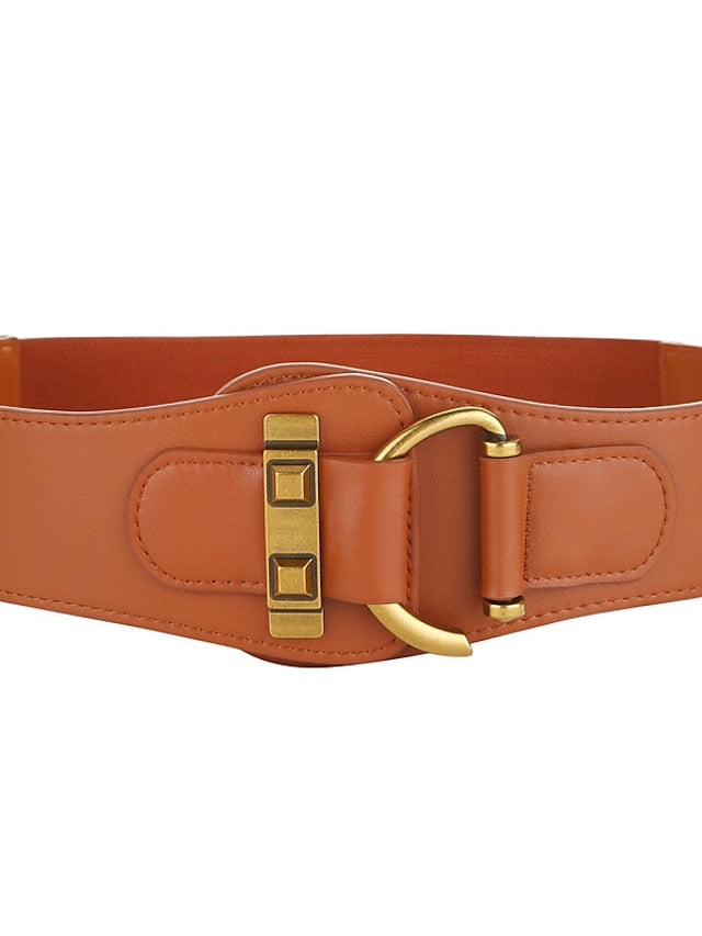 Wide Belt Party Wedding Street Daily Black Brown Belt Solid Color Fall Winter Spring Summer Club for Women